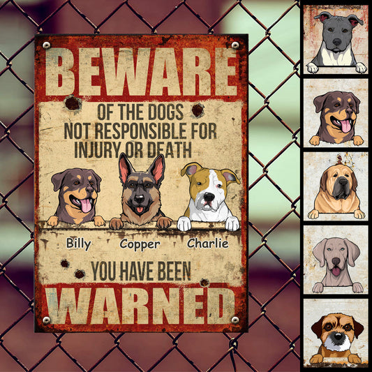 Beware Of Dog Sign, Gifts For Dog Lovers, Not Responsible For Injury Or Death, Welcome Metal Signs