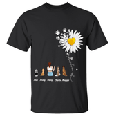 "Best Friends Under Daisy" girl and dog, cat personalized T-Shirt