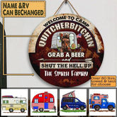 Personalized - Welcome To Camp Q* - Round Wooden Door Sign