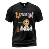 Cats + Person T-Shirt - Up to 8 Sitting Cats - Personalized T-Shirt - Gift for Cat Owner