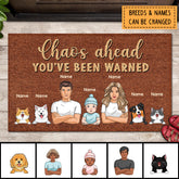 Chaos Ahead You've Been Warned, Cool Family, Home Decor, Welcome Mat, Personalized Dog & Cat Lovers Doormat