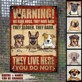 Metal Yard Sign, Gifts For Dog Lovers, We Have Dogs They Have Hair They Slober Funny Warning Signs