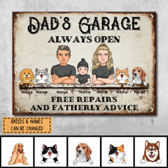 Welcome Metal Garage Sign, Gifts For Pet Lovers, Dad's Garage Always Open Free Repairs Vintage Style