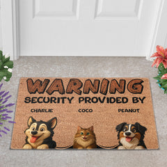 Personalized Pets Doormat - Up to 6 Pets - Decorative Mat - Upload Photo - Warning V2