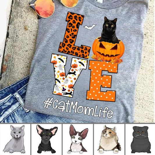 Love Cat Mom Life Halloween personalized T-Shirt TS-TU203