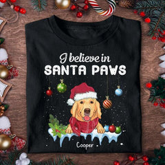 I Believe In Santa Paws Personalized Dog T-shirt TS-NN425