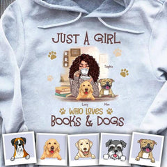 Just A Girl Who Loves Books & Dogs Personalized T-shirt TS-NB770