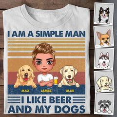I Am A Simple Man  I Like Beer & My Dogs Personalized T-shirt TS-NB1145