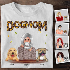 Dog Mom Sunflower Leopard Pattern Personalized T-Shirt TS-PT1333