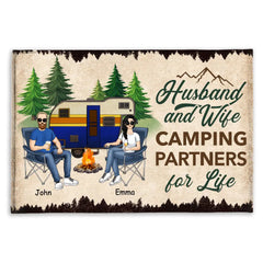 Husband and Wife, Camping Partners For Life -  Personalized Doormat, Gift For Camping Lovers