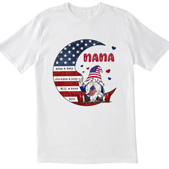 I Love You To The Moon Grandma American Flag - Personalized T-shirt, 4th Of July Gift For Grandma