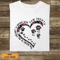 Pet Memorial T-shirt, Gifts For Loss Of Pet, The Road To My Heart Is Paved With Pawprints, Pet Sympathy Gifts