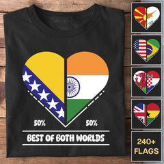Two Countries Heart - Customizable T-Shirt