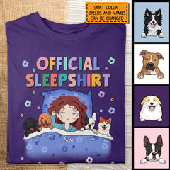 Official Sleep Shirt, Cute Girl With Her Dog, Dog Mom Gift, Personalized Dog Lover T-shirt